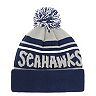 Youth '47 Gray/College Navy Seattle Seahawks Playground Cuffed Knit Hat With Pom