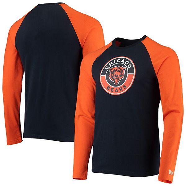 Men's New Era Navy/Orange Chicago Bears League Raglan Long Sleeve T-Shirt