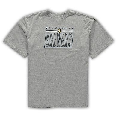 Men's Concepts Sport Heathered Gray/Navy Milwaukee Brewers Big & Tall T-Shirt & Shorts Sleep Set