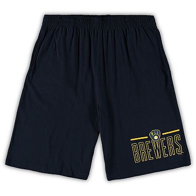 Men's Concepts Sport Heathered Gray/Navy Milwaukee Brewers Big & Tall T-Shirt & Shorts Sleep Set