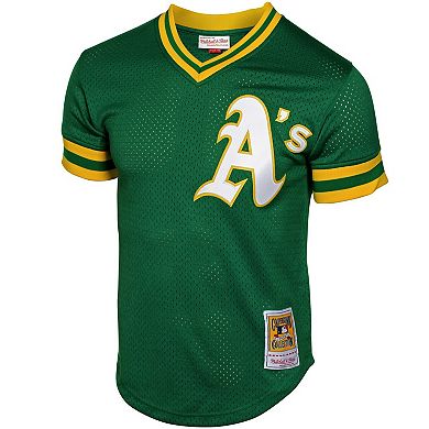 Men's Mitchell & Ness Rickey Henderson Green Oakland Athletics 1991 Cooperstown Mesh Batting Practice Jersey