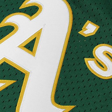 Men's Mitchell & Ness Rickey Henderson Green Oakland Athletics 1991 Cooperstown Mesh Batting Practice Jersey