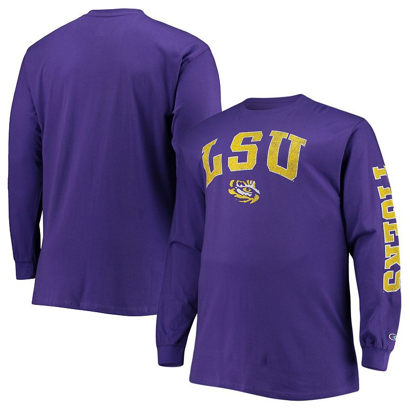 Mens Champion Purple LSU Tigers Big & Tall 2-Hit Long Sleeve T-Shirt, Size