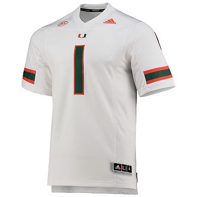 Men's adidas #1 White Miami Hurricanes Team Premier Football Jersey