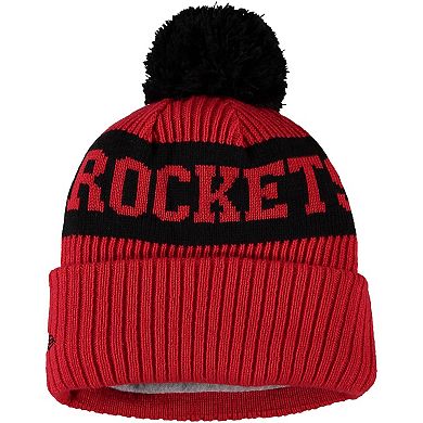 Youth New Era Red Houston Rockets Sport Cuffed Knit Hat with Pom