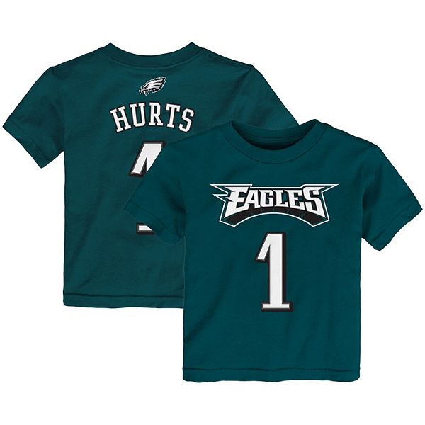 Jalen Hurts Philadelphia Eagles Male Youth Mainliner Player Name & Number T- Shirt - Midnight Green