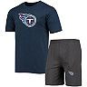 Men's Concepts Sport Charcoal/Navy Tennessee Titans Meter T-Shirt & Shorts Sleep Set