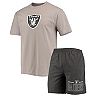 Men's Concepts Sport Silver/Charcoal Las Vegas Raiders Meter T-Shirt & Shorts Sleep Set