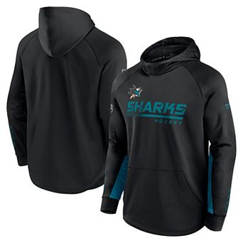 Men's Fanatics Branded Black San Jose Sharks Authentic Pro Locker Room Raglan Pullover Hoodie