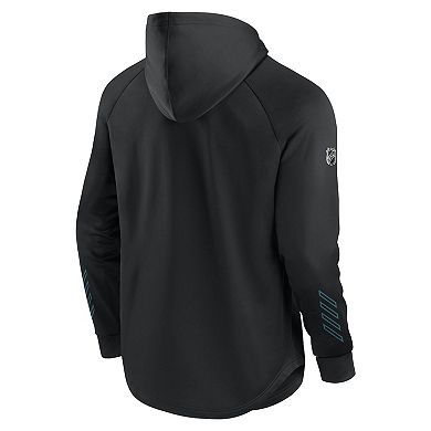 Men's Fanatics Branded Black San Jose Sharks Authentic Pro Locker Room Raglan Pullover Hoodie