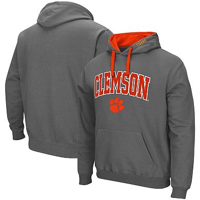 Men's Colosseum Charcoal Clemson Tigers Big & Tall Arch & Logo 2.0 Pullover Hoodie