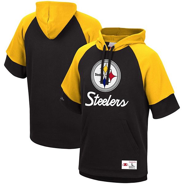 Youth Pittsburgh Steelers Black Color Block Raglan Pullover Hoodie