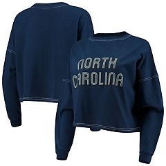 Women's WEAR by Erin Andrews White North Carolina Tar Heels Striped Front  Knot Cropped T-Shirt