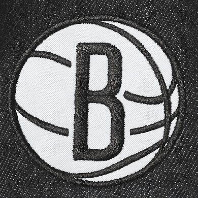 Women's The Wild Collective Black Brooklyn Nets Patch Denim Button-Up Jacket