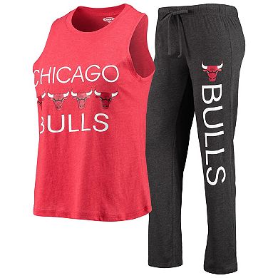 Women's Concepts Sport Heathered Red/Heathered Black Chicago Bulls Tank Top & Pants Sleep Set
