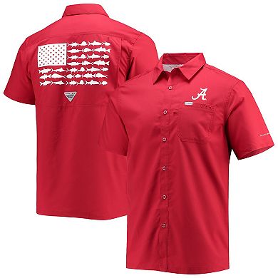 Men's Columbia PFG Crimson Alabama Crimson Tide Slack Tide Camp Button-Up Shirt