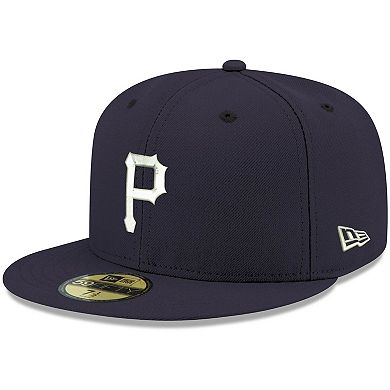 Men's New Era Navy Pittsburgh Pirates White Logo 59FIFTY Fitted Hat