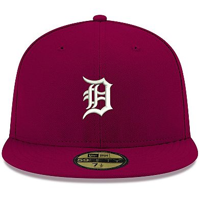 Men's New Era Cardinal Detroit Tigers White Logo 59FIFTY Fitted Hat