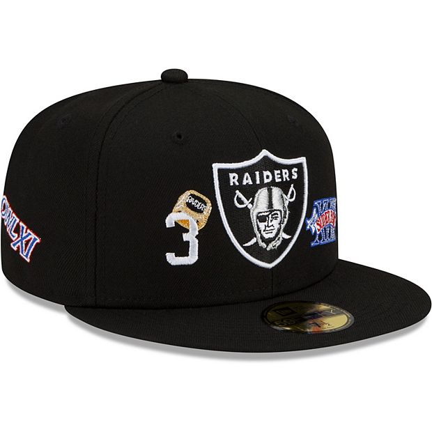 New Era Flat Brim 59FIFTY Championships Las Vegas Raiders NFL White and  Black Fitted Cap