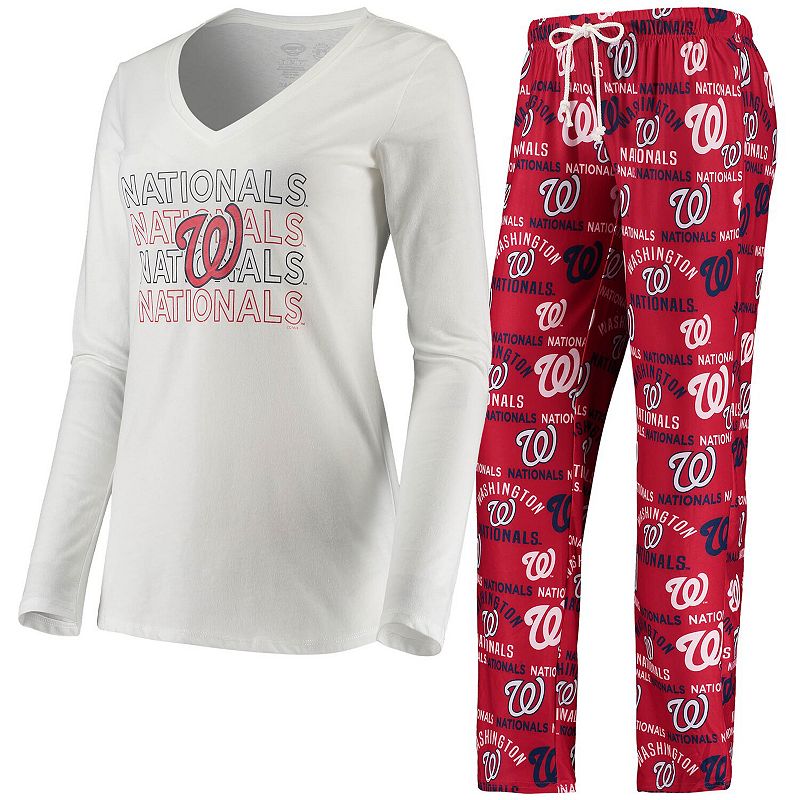 Womens Concepts Sport White/Red Washington Nationals Flagship Long Sleeve 