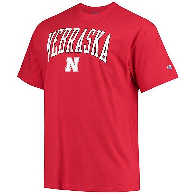Men's Champion Scarlet Nebraska Huskers Big & Tall Arch Over Wordmark T-Shirt