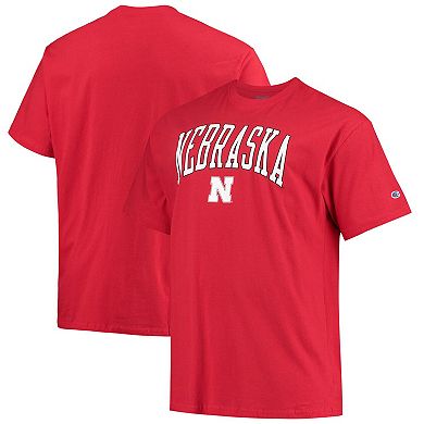 Men's Champion Scarlet Nebraska Huskers Big & Tall Arch Over Wordmark T-Shirt