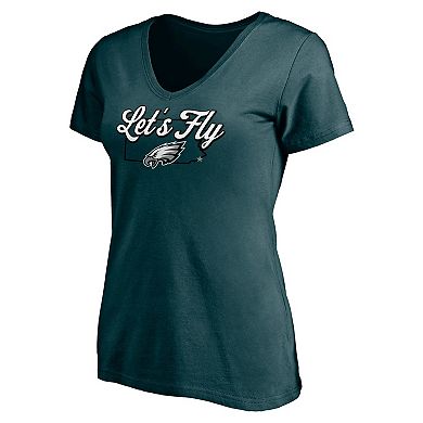 Women's Fanatics Midnight Green Philadelphia Eagles Hometown Collection Wildcat V-Neck T-Shirt