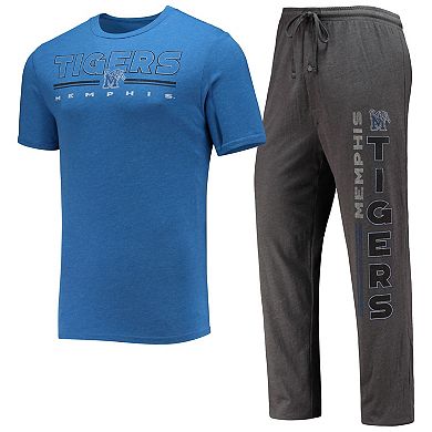 Men's Concepts Sport Heathered Charcoal/Royal Memphis Tigers Meter T-Shirt & Pants Sleep Set