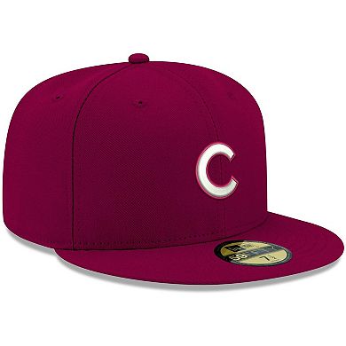 Men's New Era Cardinal Chicago Cubs Logo White 59FIFTY Fitted Hat