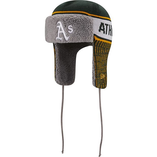 Men's New Era Green Oakland Athletics Knit Trapper Hat