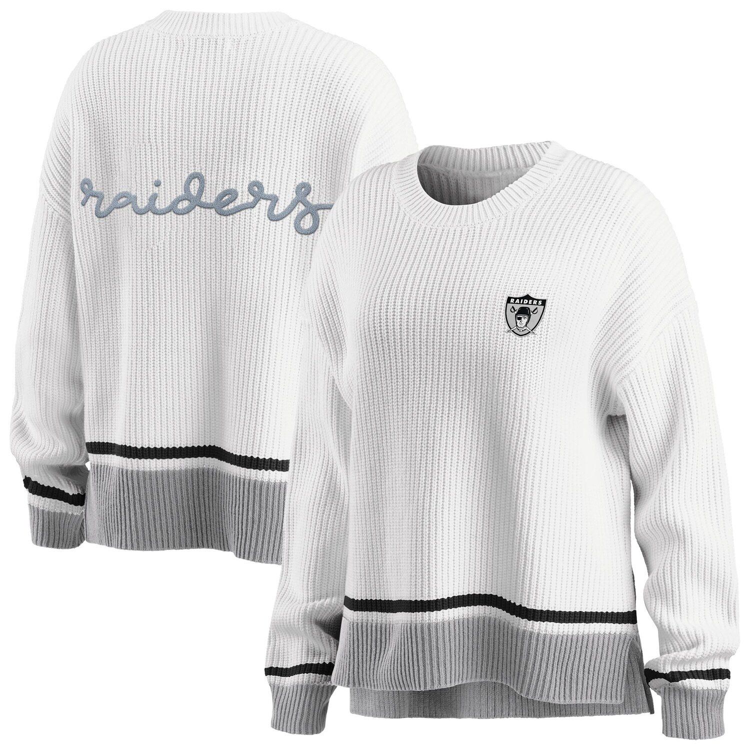 Image for Unbranded Women's WEAR by Erin Andrews White/Silver Las Vegas Raiders Pullover Sweater at Kohl's.