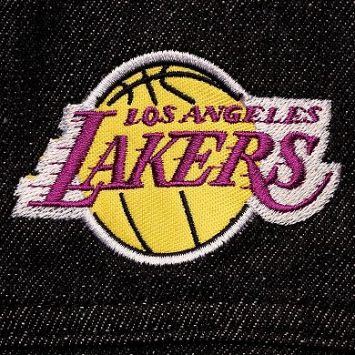 Women's The Wild Collective Black Los Angeles Lakers Patch Denim Button-Up Jacket