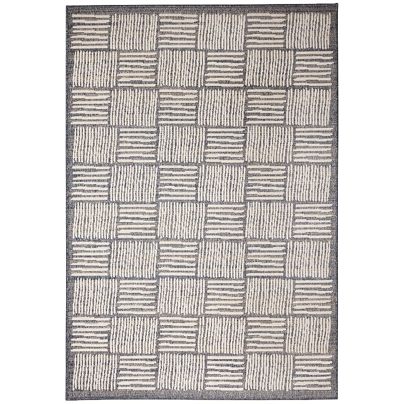 Liora Manne Cove Squares Indoor/Outdoor Rug, Grey, 5X7 Ft