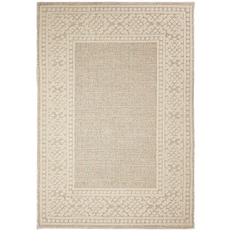 Liora Manne Dunes Border Indoor/Outdoor Rug, Brown, 5X7 Ft