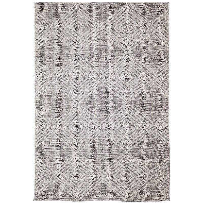 Liora Manne Dunes Modern Diamond Indoor/Outdoor Rug, Grey, 6.5X9 Ft