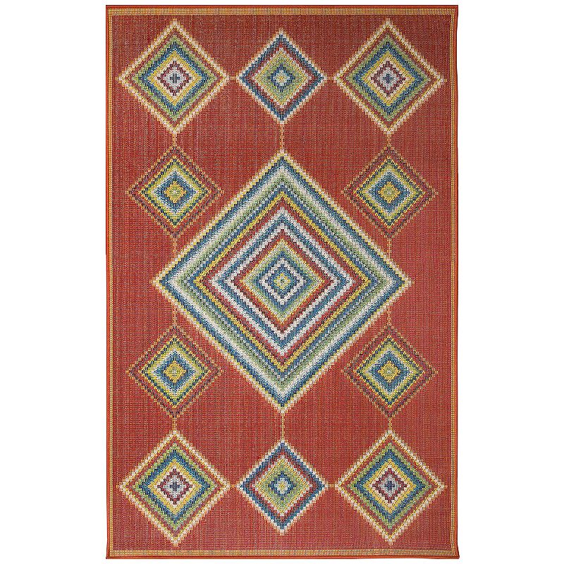 Liora Manne Patio Dream Catcher Indoor Outdoor Rug, Red, 5X7.5 Ft