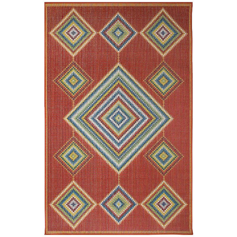 Liora Manne Patio Dream Catcher Indoor Outdoor Rug, Red, 6.5X9 Ft