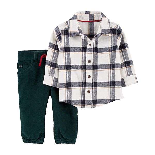 Baby Boys Carter's 2-Piece Plaid Button-Front Shirt & Corduroy Pant Set