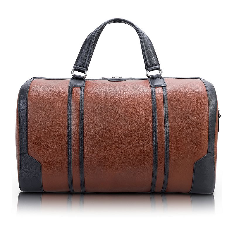 McKlein Kinzie Calfskin Leather 20-Inch Tablet Duffel Bag, Brown