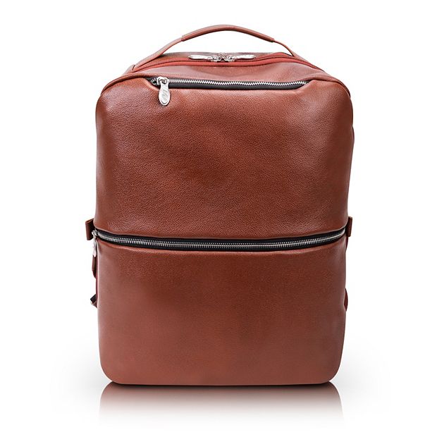 McKlein USA East Side 17" Leather, 2-in-1, Laptop & Tablet, Convertible Travel Backpack & Cross-Body - Brown