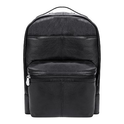 McKlein Parker 15" Leather Dual Compartment Laptop Backpack Black