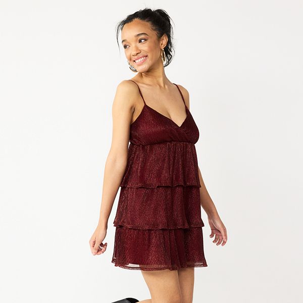 Juniors' Rewind Tiered Baby Doll Dress