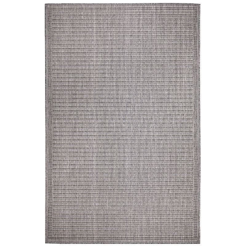 Liora Manne Malibu Simple Border Indoor Outdoor Rug, Grey, 5X7.5 Ft