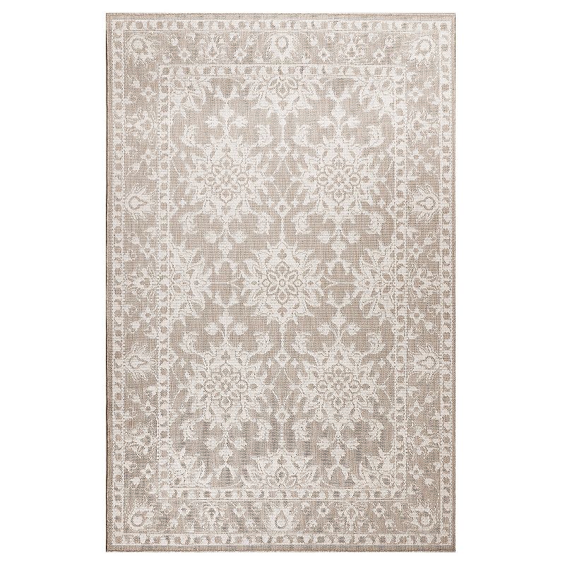Liora Manne Malibu Kashan Indoor Outdoor Rug, Beig/Green, 5X7.5 Ft