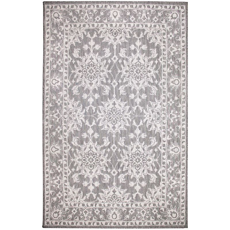 Liora Manne Malibu Kashan Indoor Outdoor Rug, Grey, 8X10 Ft