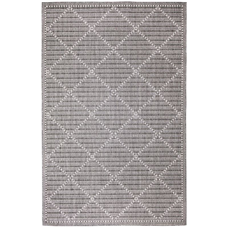 Liora Manne Malibu Checker Diamond Indoor Outdoor Rug, Grey, 4.5X7.5 Ft