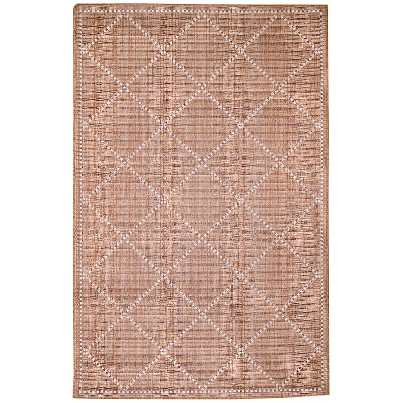 Liora Manne Malibu Checker Diamond Indoor Outdoor Rug, Orange, 8X10 Ft