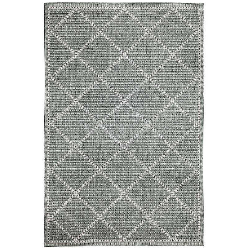 Liora Manne Malibu Checker Diamond Indoor Outdoor Rug, Green, 4.5X7.5 Ft