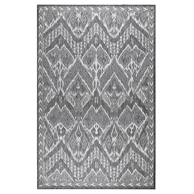 Liora Manne Malibu Ikat Indoor Outdoor Rug, Grey, 4.5X7.5 Ft
