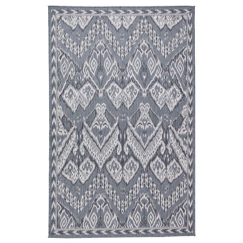 Liora Manne Malibu Ikat Indoor Outdoor Rug, Blue, 4.5X7.5 Ft